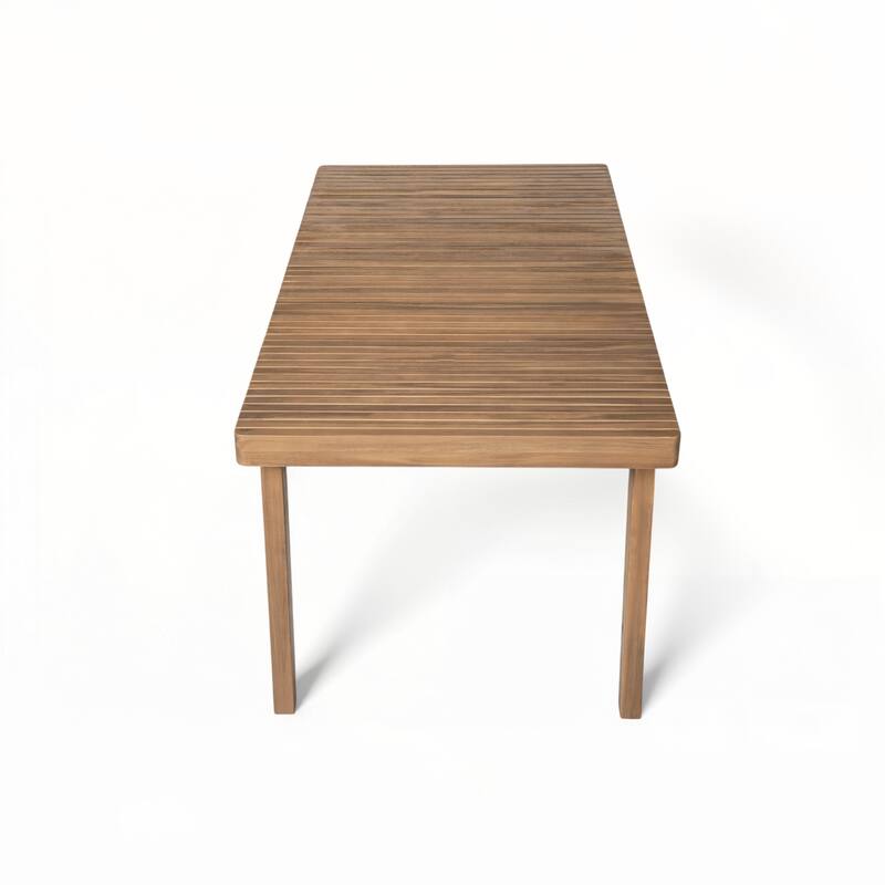 69" Acacia Wood Outdoor Dining Table with Slatted Top, Brown