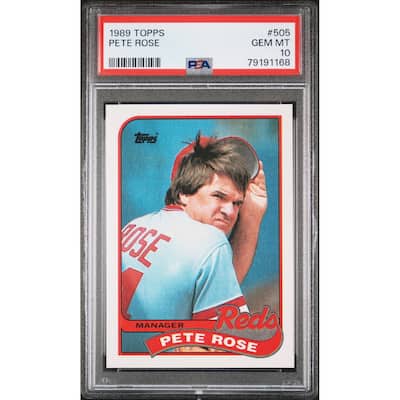 Pete Rose 1989 Topps Baseball Card #505 Graded PSA 10 - 8'6" x 11'6"