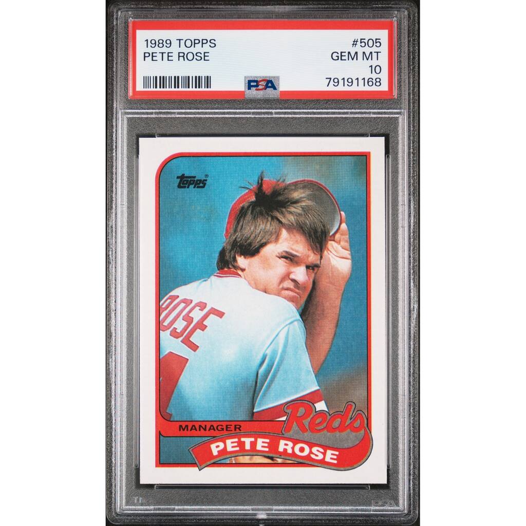 Pete Rose 1989 Topps Baseball Card #505 Graded PSA 10 - 8'6" x 11'6"