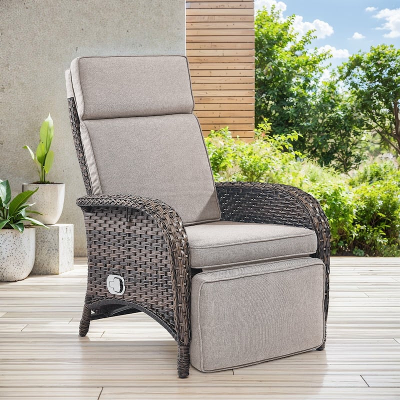 Outdoor Chaise Lounge Chair Adjustable 6-Position - Beige