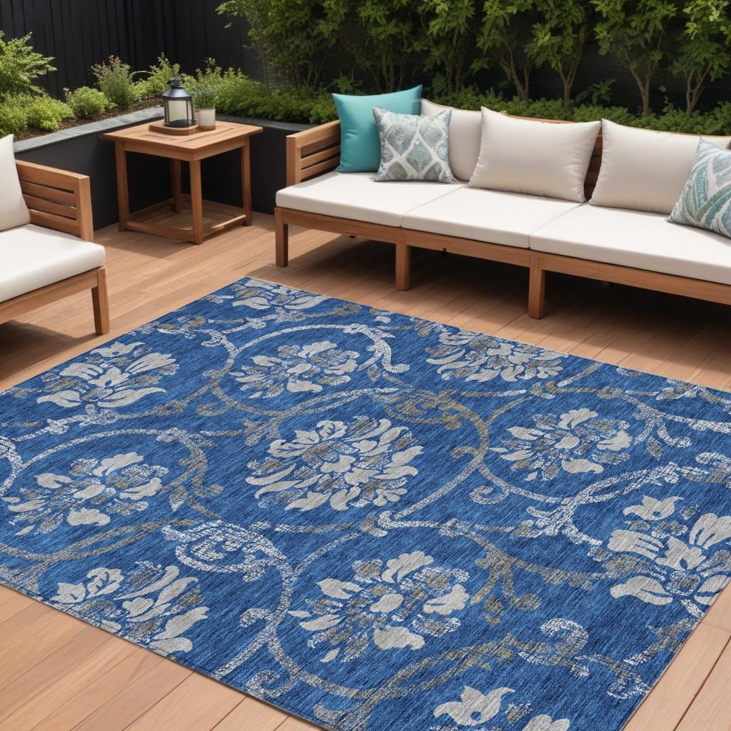 HomeRoots Floral Traditional Rectangle Outdoor Rug