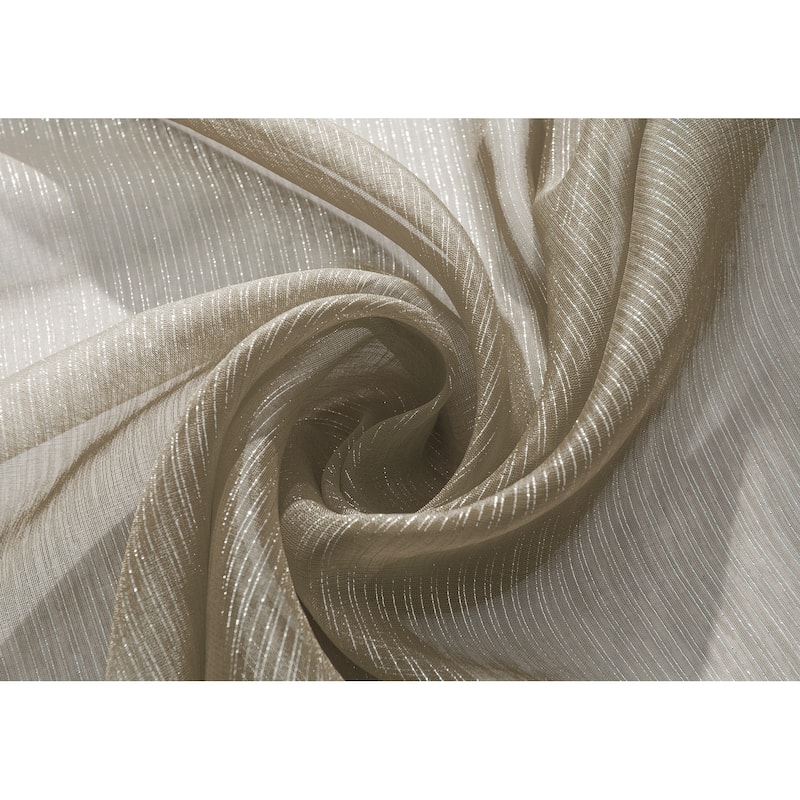 Lonnie Metallic Stripe Sheer Window Curtain Panel 90 inch
