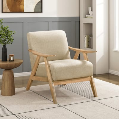 Solid Wood Frame Upholstered Armchair