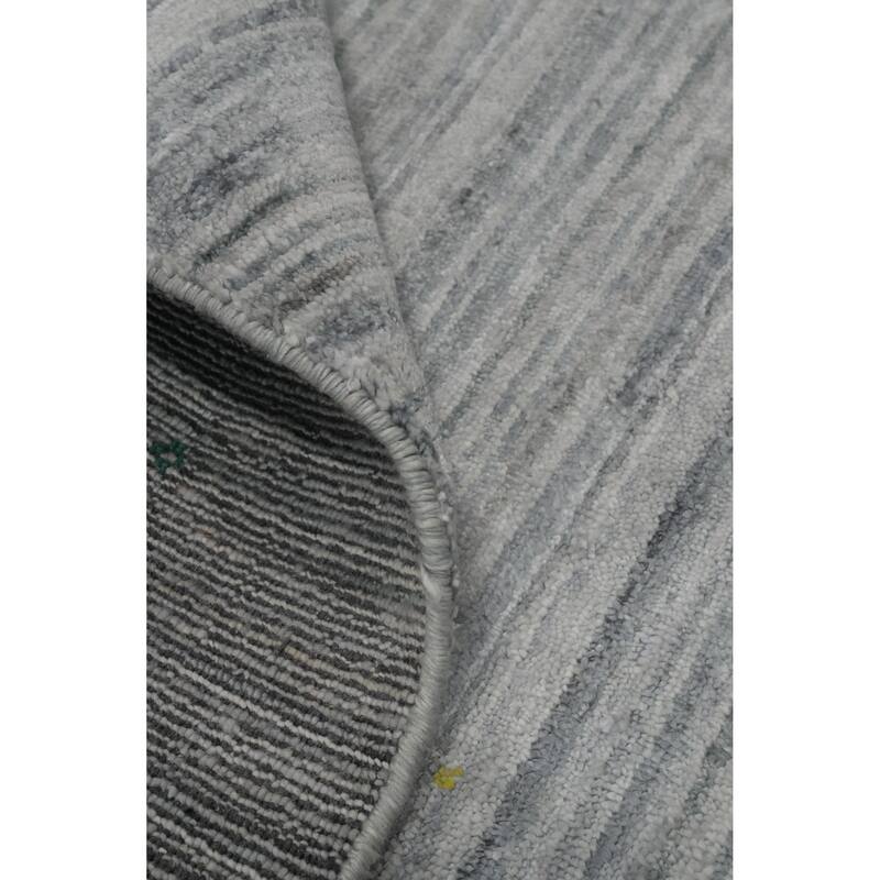 Hand Knotted Oriental Viscose Silk Carpet Tribal Tribal Greys & Charcoal Gabbeh Area Rug - 10' 0'' X 7' 8''