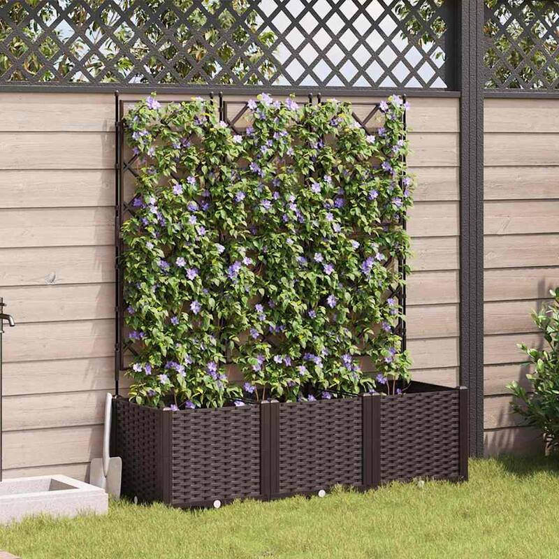 vidaXL Garden Planter with Trellis - Brown