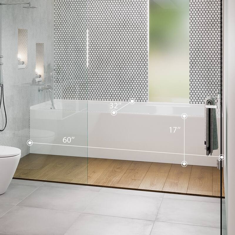 Eviva Nova 60" White Acrylic Alcove Bathtub-Left Drain