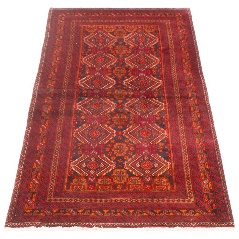 ECARPETGALLERY Hand-knotted Royal Baluch Red Wool Rug - 3'6 x 7'6