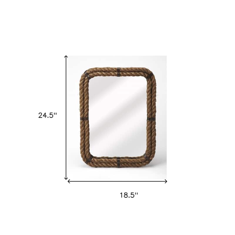 HomeRoots 25" Brown Framed Accent Mirror - 18.5' X '24.5' X '2