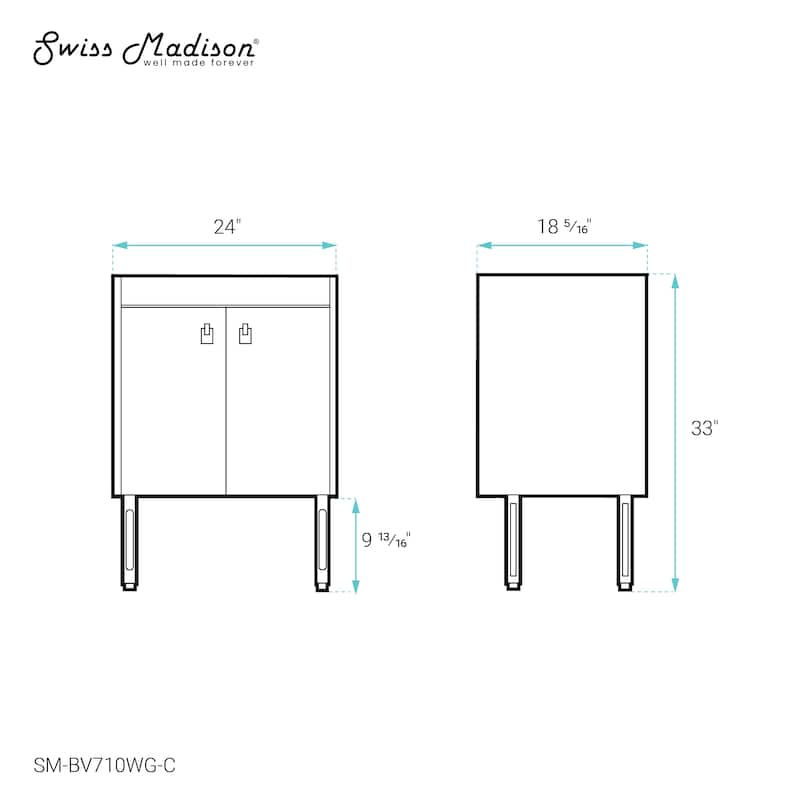 Lumiere 24 Freestanding, Bathroom Vanity In Glossy White And Gold Cabinet Only