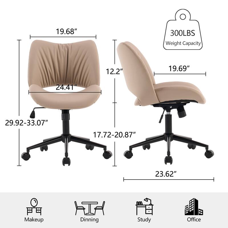 Swivel Armless Ergonomic Office Chair with Wheels
