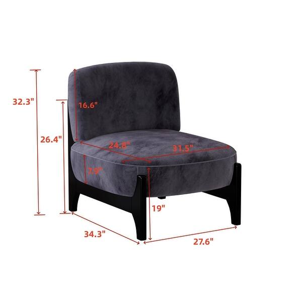 1 Piece Upholstered Velvet Fabric Mid Century Modern Accent Chair with ...