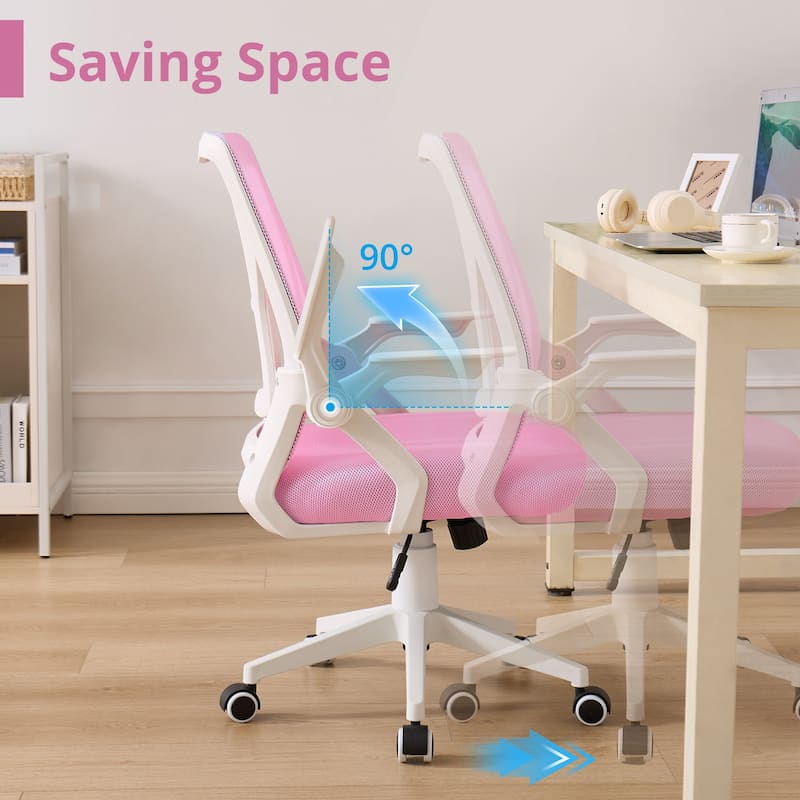 VECELO Translucent Mesh Office Chair with 360° Swivel Adjustable Height 90° Lifting Armrests for Home Office & Gaming Chair