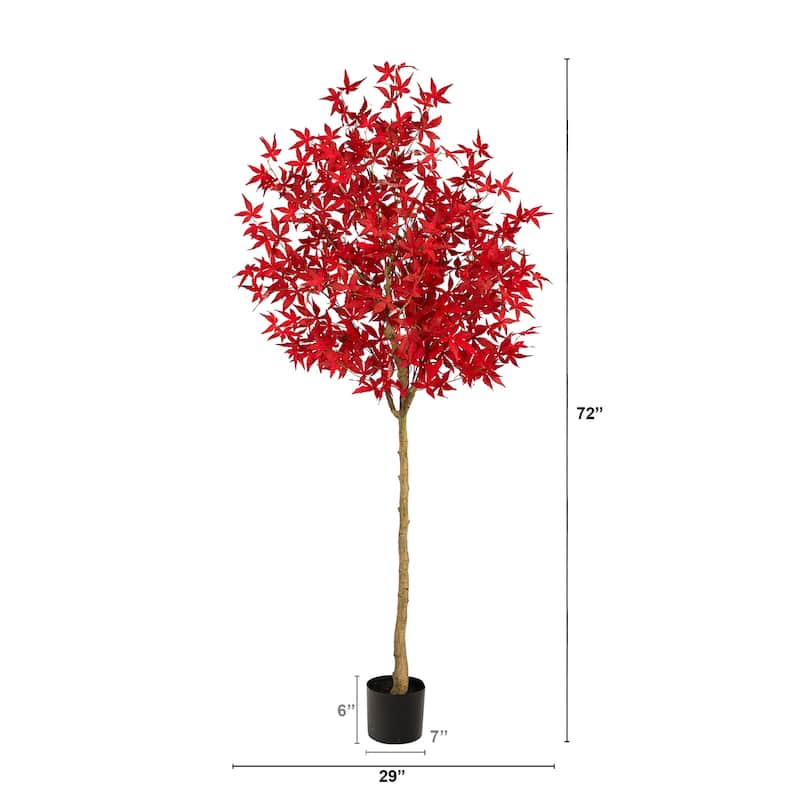 Artificial Maple Tree - 6ft Fall Foliage Indoor Accent Decor - Realistic Home Decor Tree in Nursery Pot