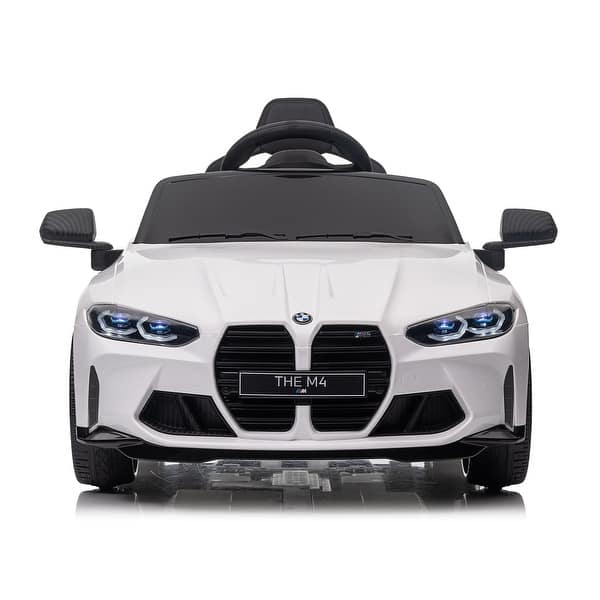 slide 2 of 120, Kids' 12V BMW Electric Ride-On Car with Bluetooth, Soft Start, and Battery Display White