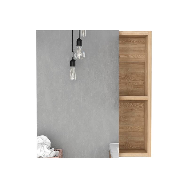 TUHOME Labelle Medicine Cabinet With Mirror Door, Open & Closed Shelving - N/A