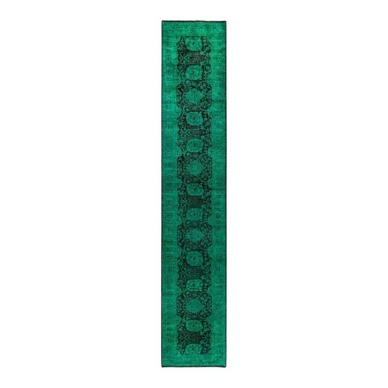 Contemporary Overdyed Wool Hand Knotted Runner - 2' 8" x 14' 0"