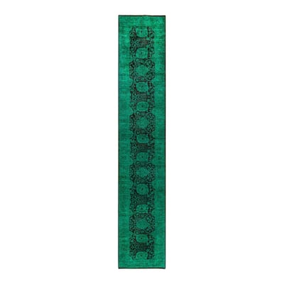 Contemporary Overdyed Wool Hand Knotted Runner - 2' 8" x 14' 0"