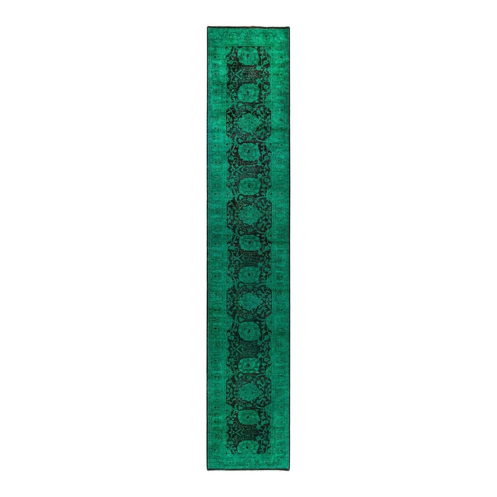 Contemporary Overdyed Wool Hand Knotted Runner - 2' 8" x 14' 0"