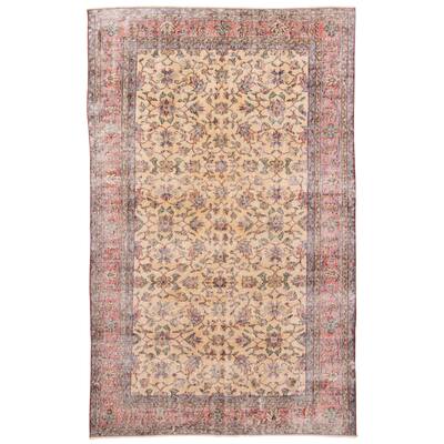 ECARPETGALLERY Hand-knotted Antalya Vintage Beige Wool Rug - 5'9 x 9'2