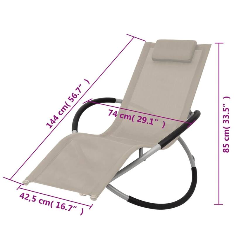 vidaXL Sun Lounger Black (frame) and cream (fabric) - 29.1 x 56.7 x 33.5