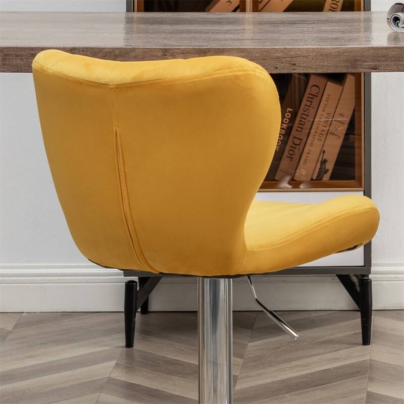Upholstered Adjustable Swivel Barstools in Blue,Set of 2