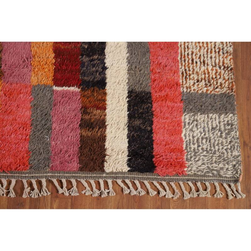 All-Over Plush Moroccan Oriental Area Rug Hand-Knotted Wool Carpet - 8'1" x 10'1"