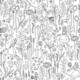 Disney Alice in Wonderland Black Garden Peel and Stick Wallpaper by RoomMates