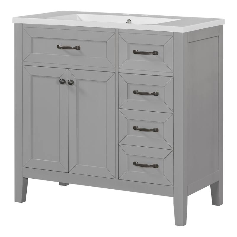 36" Bathroom Vanity with Sink Combo, Black Bathroom Cabinet with Drawers, Solid Frame and MDF Board