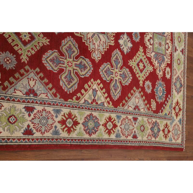 Red Kazak Area Rug Hand-Knotted Traditional Wool Carpet - 5'1" x 6'5"
