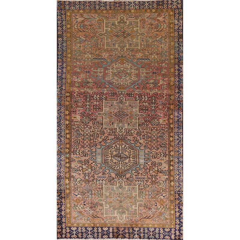 Vegetable Dye Handmade Gharajeh Persian Vintage Runner Rug - 3'3"x 7'4"