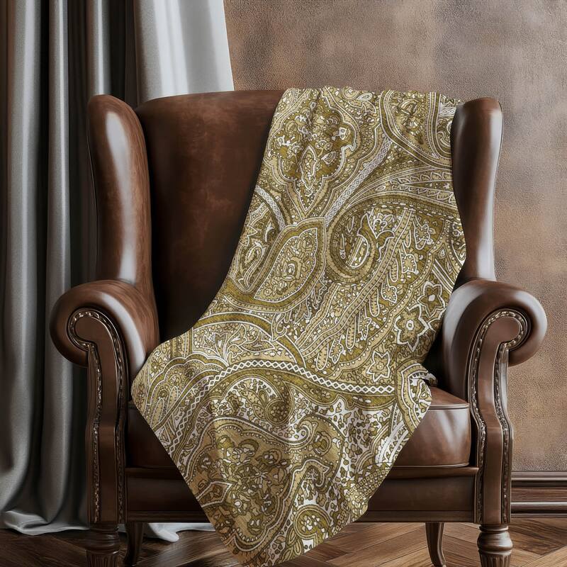 Premium Machine Washable Modern Paisley Sherpa Throw Blanket