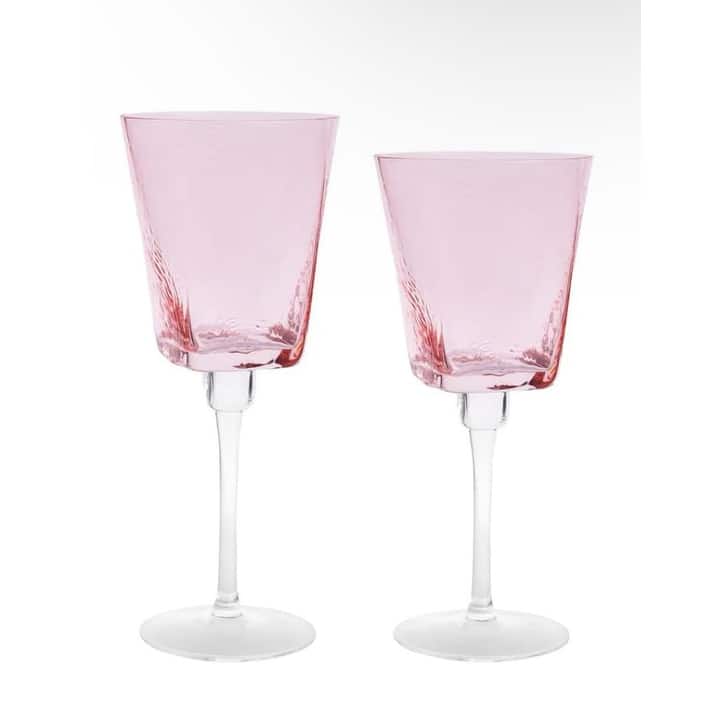 Pink Square Glasses, Set of 6