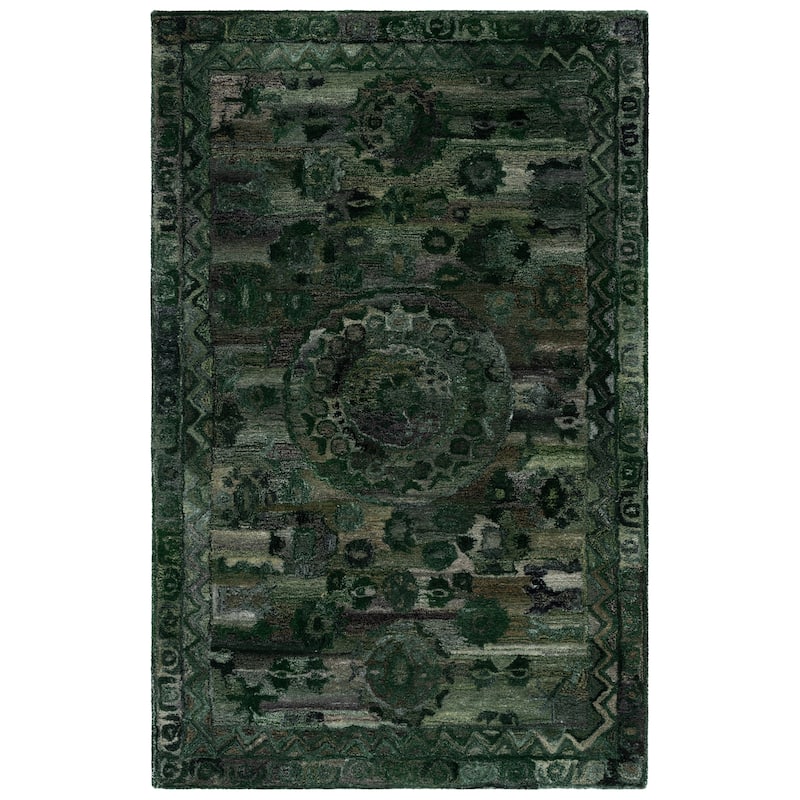 SAFAVIEH Handmade Anatolia Ramzia Traditional Rug - 5' x 8' - Dark Green/Grey