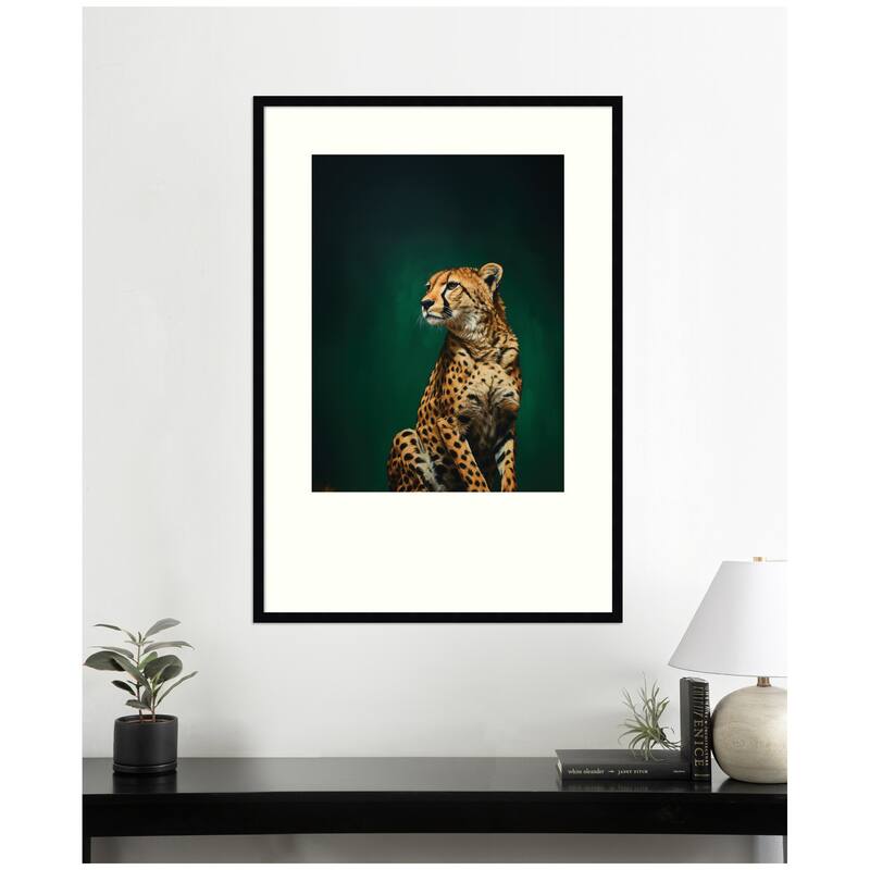 Kate and Laurel Twilight Emerald Green Leopard by The Creative Bunch Studio Framed Wall Art Print