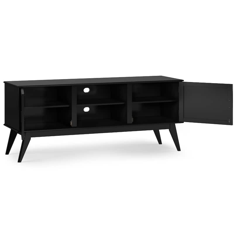 WYNDENHALL Tierney SOLID HARDWOOD 60 inch Wide Mid Century Modern TV Media Stand For TVs up to 65 inches - 60"w x 18"d x 26" h