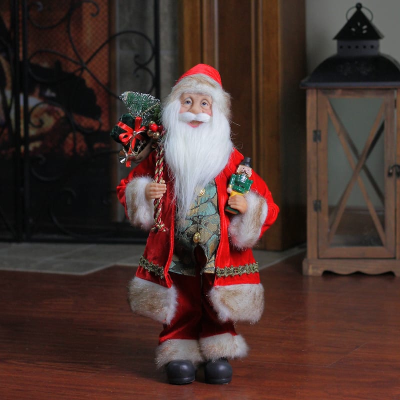 18" Red and White Standing Santa Claus Christmas Figure