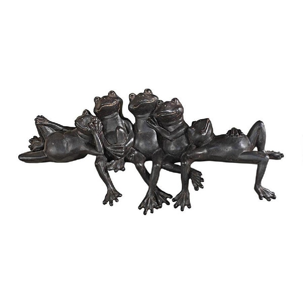 15.5" Frog Family Sitting Hand-painted Statue - N/A