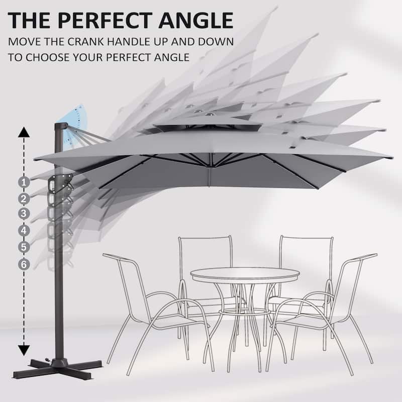 Pellebant 9X11 FT Double Top Patio Cantilever Umbrella, Base Not Included
