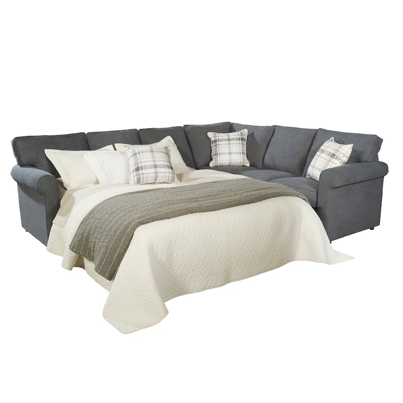 Lancaster Grey Sectional Sofa Bed with Queen Gel Memory Foam Mattress