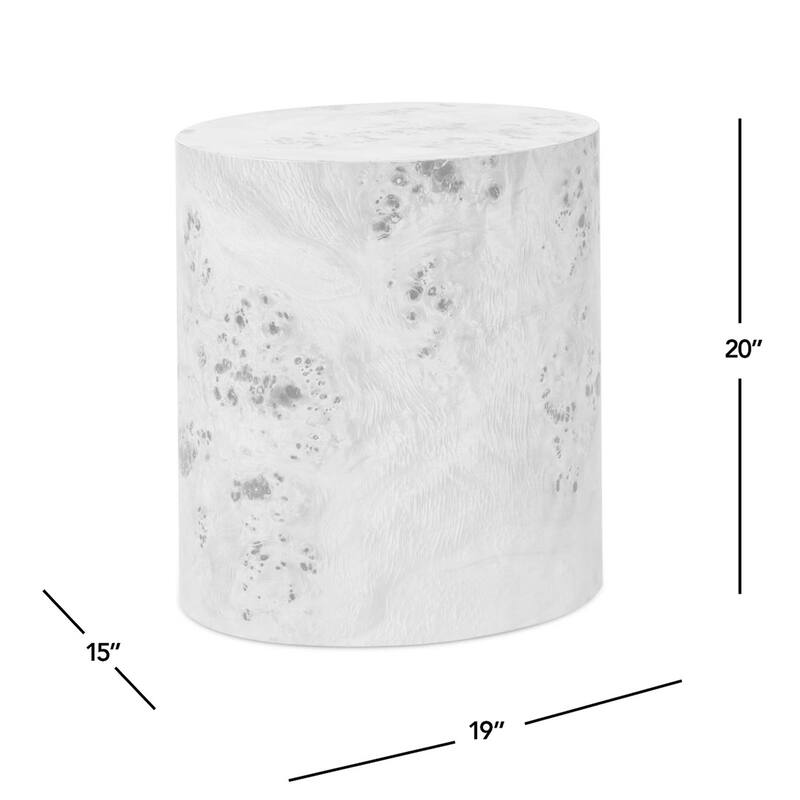 Nebula 20" Burl Wood Accent Oval Pillar Side Table