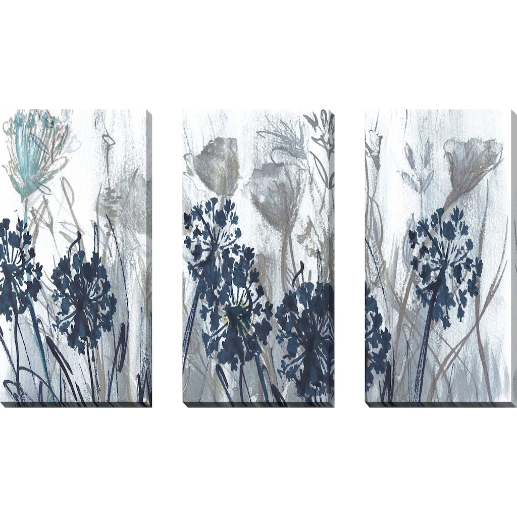 "Indigo Field" by Susan Jill 3 Piece Set on Canvas