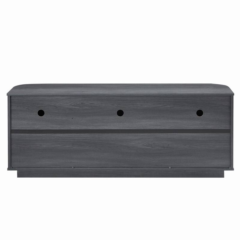 64" Wavy TV Cabinet with Pressed Spring Doors and LED Light Strip for Stylish Living Room Storage Solutions