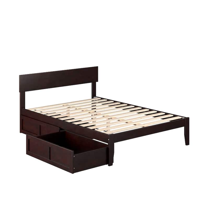 Boston Full Bed with 2 Drawers in Espresso