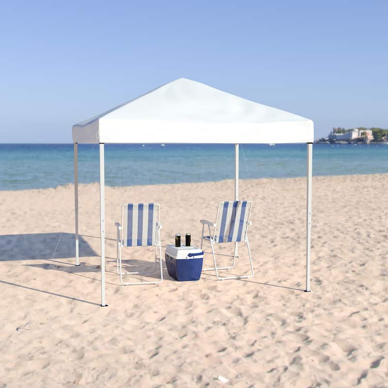 8'x8' Weather Resistant Easy Pop Up Slanted Leg Canopy Tent with Carry Bag - 8x8 - White