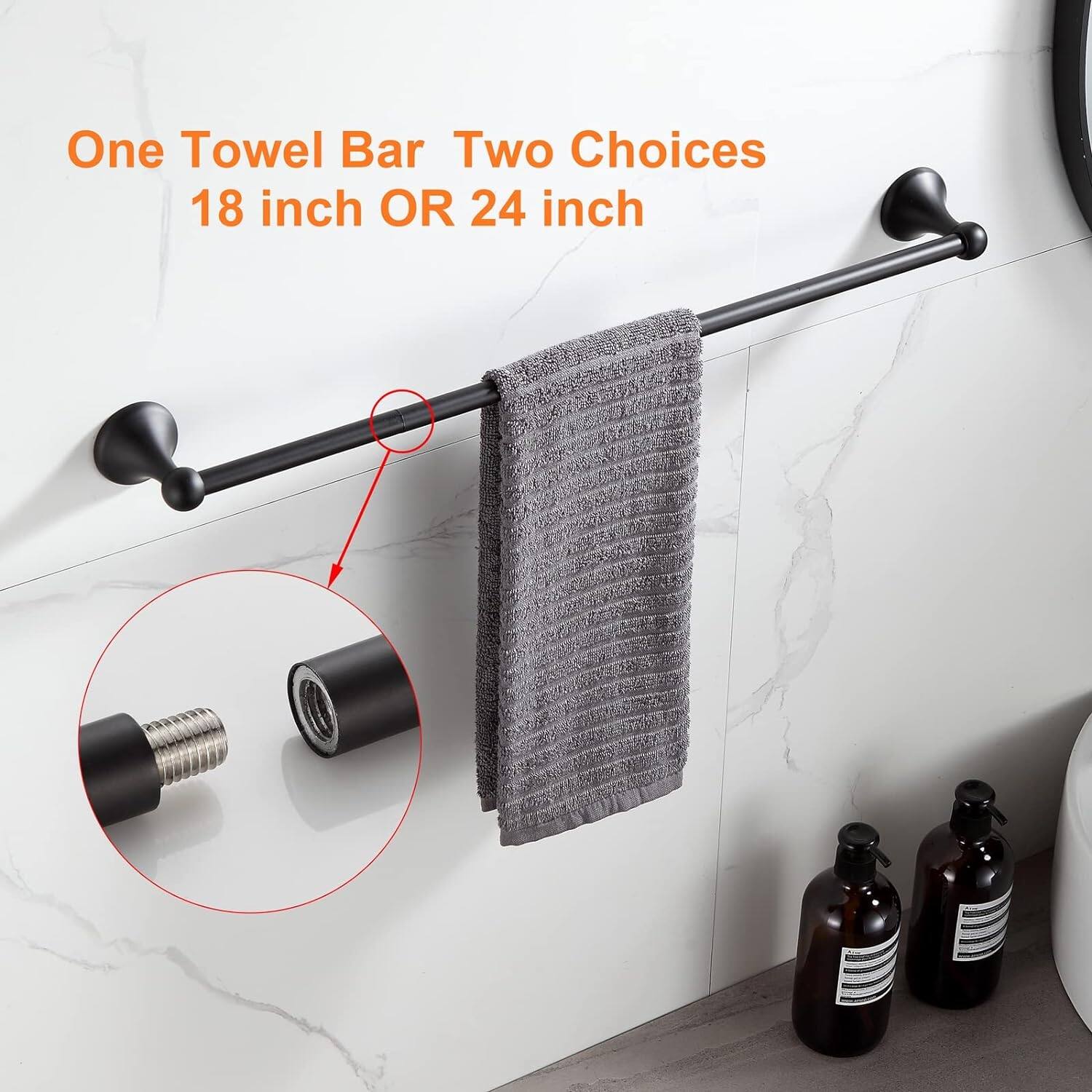 Bathroom Hardware Set 8Pieces Wall Mount,Adjustable Towel Bars On