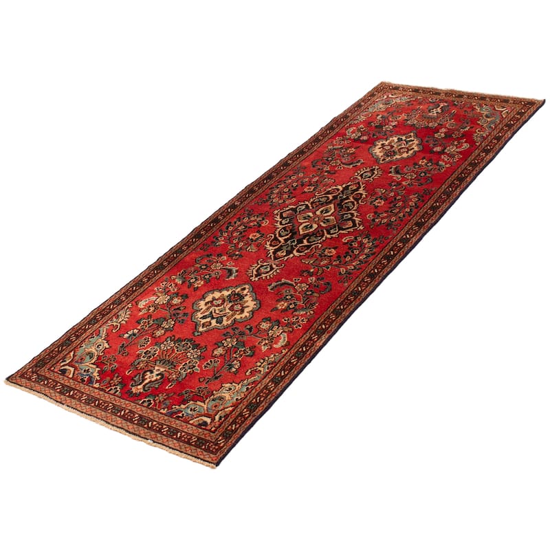 ECARPETGALLERY Hand-knotted Andelz Red Wool Rug - 3'4 x 9'8