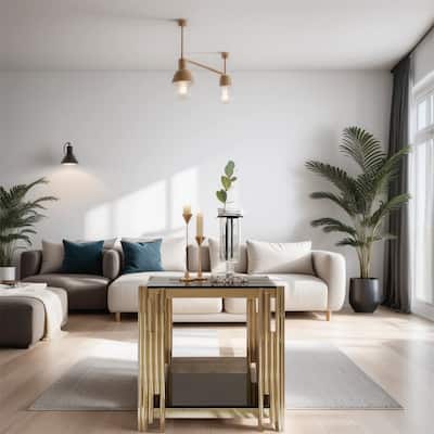 20"Stainless Steel Tempered Glass End Table