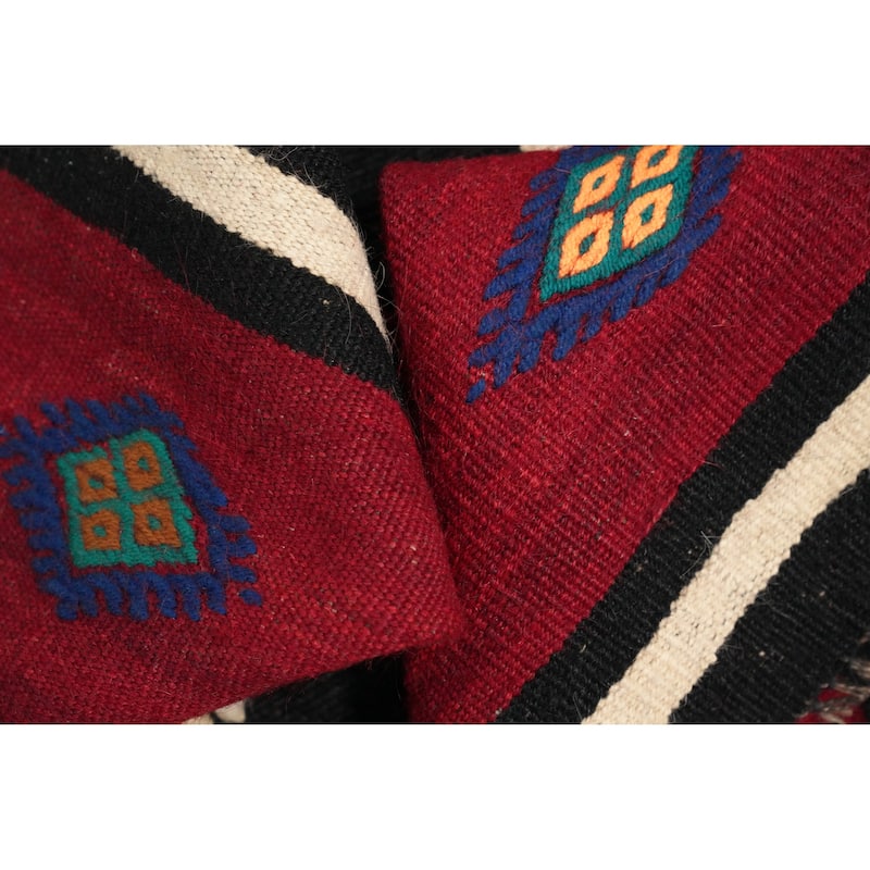 Hand Woven Oriental 100% Wool Carpet Southwestern Tribal Red Kilim Area Rug - 9' 4'' X 5' 4''