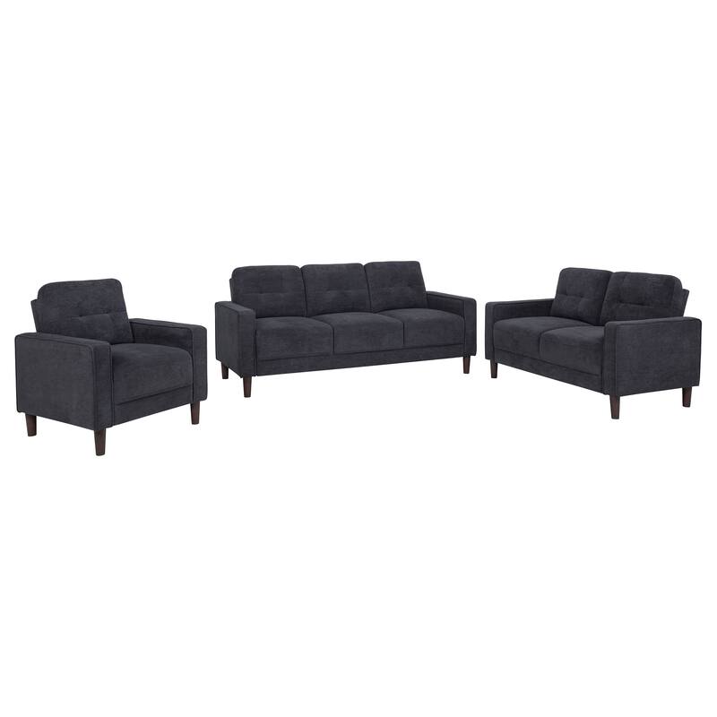 Bowen II Fabric Upholstered Track Arm Sofa Set - 3-piece - Steel Grey