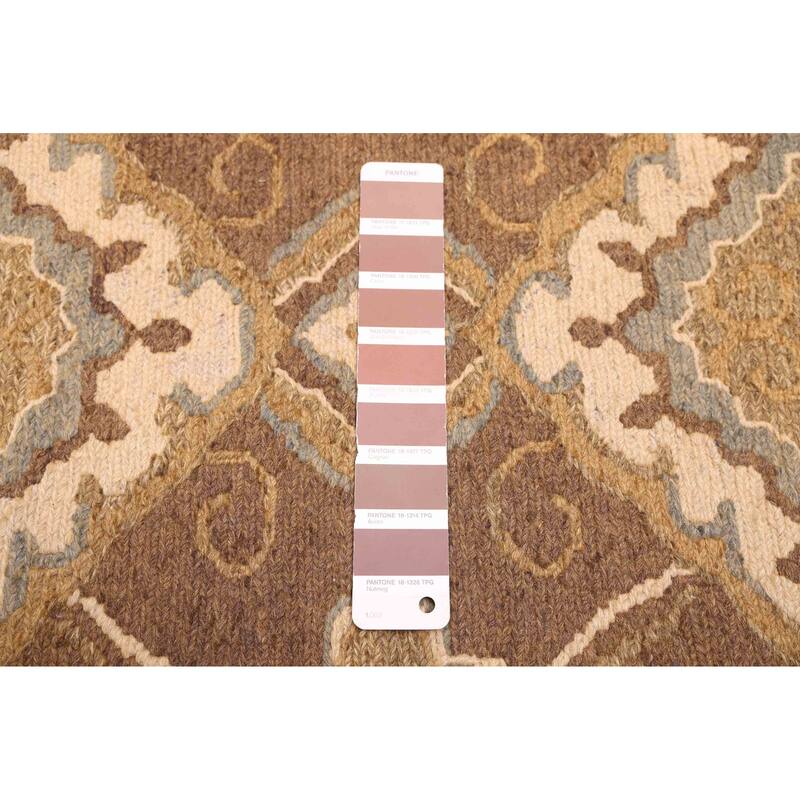 ECARPETGALLERY Flat-Weave Lahor Finest Brown Wool Tapestry Kilim - 4'11 x 7'11